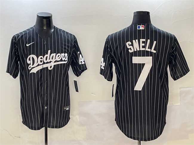 Mens Los Angeles Dodgers #7 Blake Snell Black Cool Base Stitched Jersey